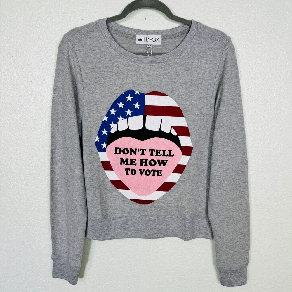 Wildfox Sweater Women Extra Small Vote Election Mouth Republican Democrat NEW XS